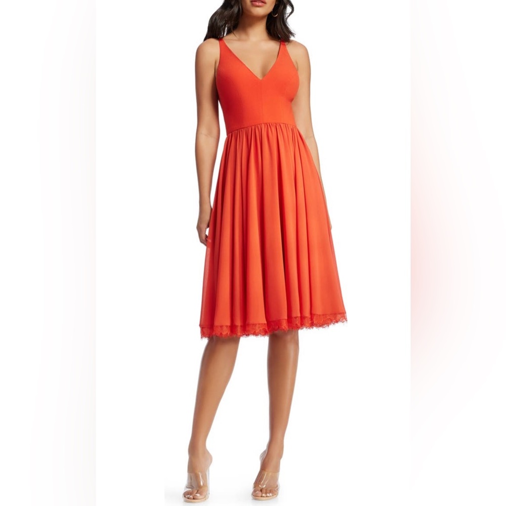 Dress the Population Orange Cocktail Dress